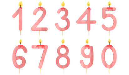 Birthday candle numbers, burning birthday candle, birthday candles, numbers candle