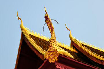 The roof of the Buddhist temple in Vientiane, Laos