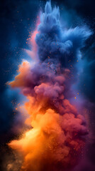 Fototapeta na wymiar Surreal Colored Smoke Clouds Ascending in a Vibrant Sky