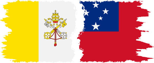 Samoa and Vatican grunge flags connection vector