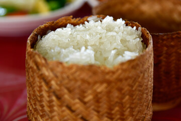 Close-up of the steamed rice in Laos