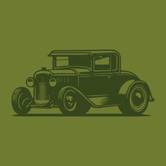 Print Vintage Racer Hot Rod Car Vector Illustration