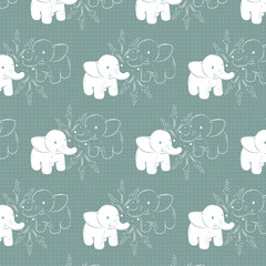 Cute elephant seamless pattern baby print pattern
