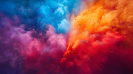 Fototapeta na wymiar Colorful Explosion of Powder Dust Against Dark Background