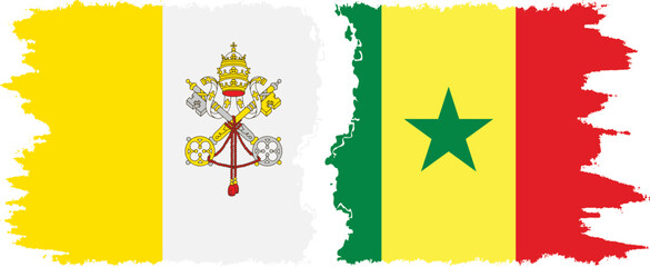 Senegal and Vatican grunge flags connection vector