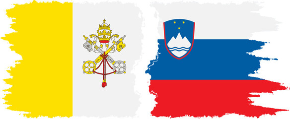 Slovenia and Vatican grunge flags connection vector