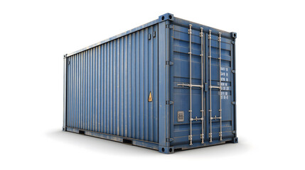 Rusty Blue Shipping Container Isolated on White