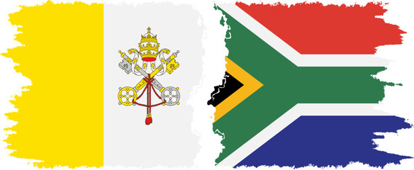 South Africa and Vatican grunge flags connection vector