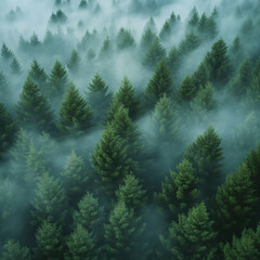 Misty Forest Atmospheric Nature Background, ai technology