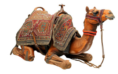 Handcrafted Saudi Arabian Camel Saddle On Transparent Background.