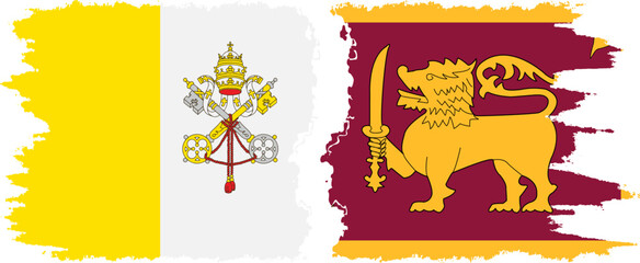 Sri Lanka and Vatican grunge flags connection vector