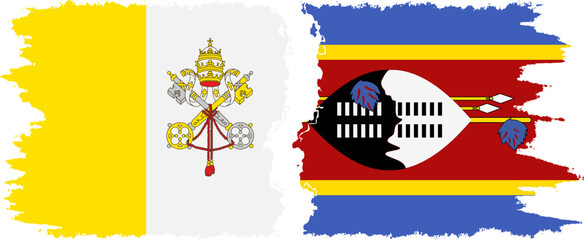 eSwatini and Vatican grunge flags connection vector