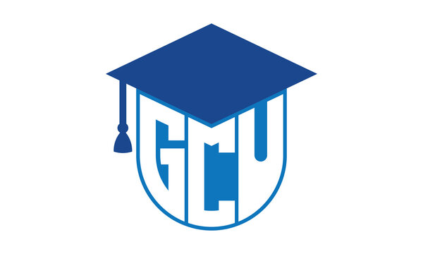 GCU initial letter academic logo design vector template. school college logo, university logo, graduation cap logo, institute logo, educational logo, library logo, teaching logo, book shop, varsity	
