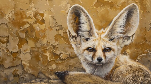 Graceful desert fennec fox with oversized ears.
