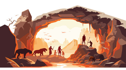 The cavemen - stone age - the hunting - illustration