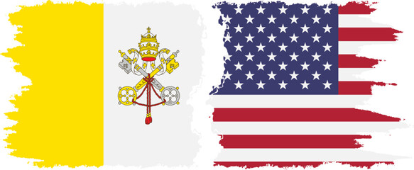 United States and Vatican grunge flags connection vector