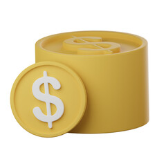 Financial Accumulation Coin Stack and Single Coin Concept 3D render