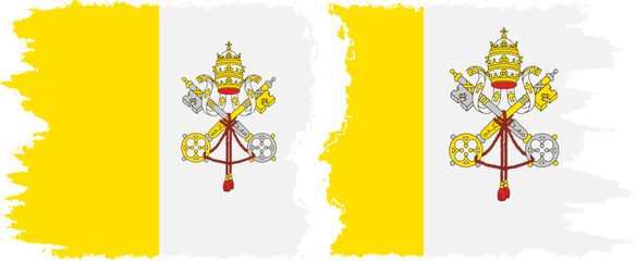 Vatican and Vatican grunge flags connection vector - obrazy, fototapety, plakaty