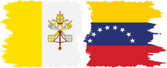 Venezuela and Vatican grunge flags connection vector