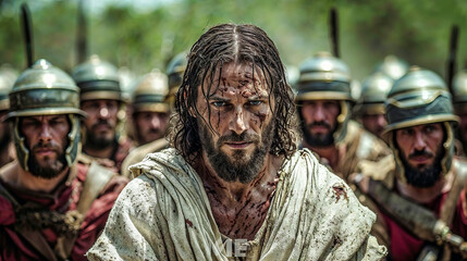 Fototapeta premium The last Way of Jesus Christs Digital Art Wallpaper Poster Background