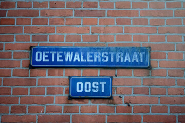 Fototapeta na wymiar Street Sign Oetewalerstraat At Amsterdam The Netherlands 6-3-2024