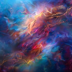 A dreamscape rendered in abstract colors where dream elements float freely in a space defined by emotion rather than physics - obrazy, fototapety, plakaty
