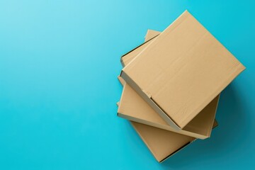 cardboard box sits on top of a blue background