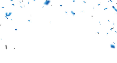 Blue confetti and ribbon, isolated on transparent background - 755660440