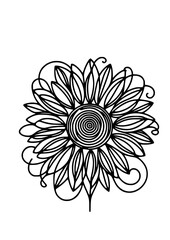 Sunflower Svg, Sunflower Clipart, Sunflower Cricut, Sunflower Cut file, Curly Sunflower, Sunflower line art