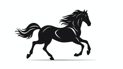 Obraz na płótnie Canvas Rearing up graceful black silhouette horse. Raster 