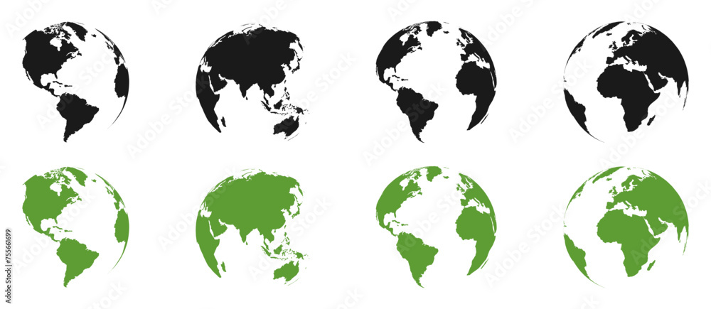 Wall mural planet earth globe vector icon. world map