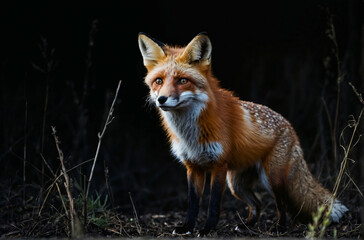 Naklejka na ściany i meble Close Up of a Fox in a Field, cinematic