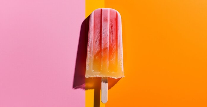 The white paper enhances the colorful ice pop in light pink and orange.
