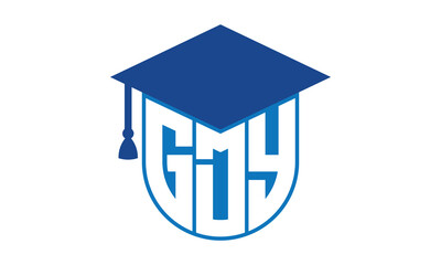 GDY initial letter academic logo design vector template. school college logo, university logo, graduation cap logo, institute logo, educational logo, library logo, teaching logo, book shop, varsity	
