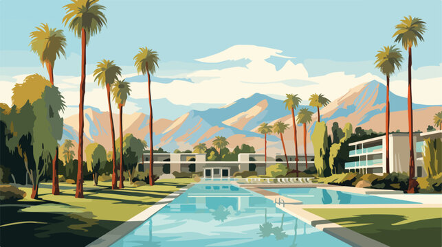 Palm springs flat vector isolated on white background