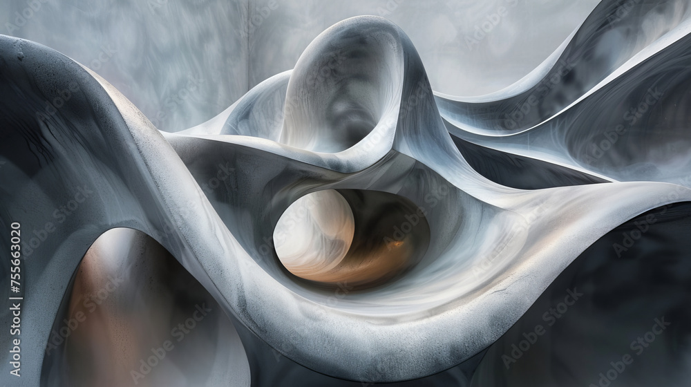 Poster a figure gracefully transforms amidst shifting forms, exuding a sense of chaos and movement in this 
