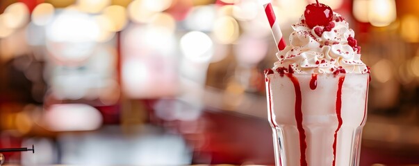 Milkshake with whipped cream cherry topping