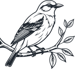 Bird on a tree branch, vector illustration