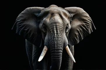 Foto op Canvas Elephant With Tusks Standing in the Dark © @uniturehd