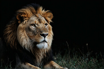 Fototapeta premium Lion Laying Down in the Grass