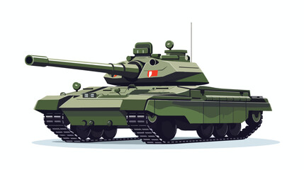 Military green war tank illustration vector on a whi
