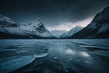 Frozen Lake and Mountains Landscape
