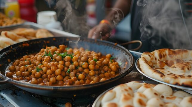 Punjabi chole bhature spicy chickpeas