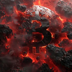 A visually striking representation of the volatility and unpredictability of the cryptocurrency market. 3D style - obrazy, fototapety, plakaty