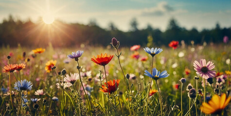 Vibrant Flower Field Under the Sun