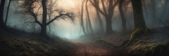 Moonlit Path in Dark Forest