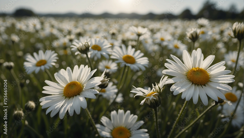 Poster Field of White Daisies