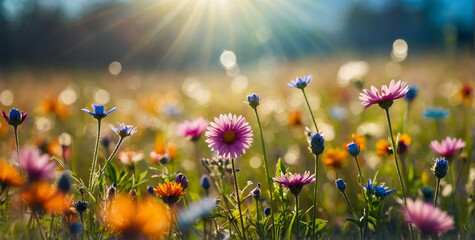Sunlit Wildflower Field