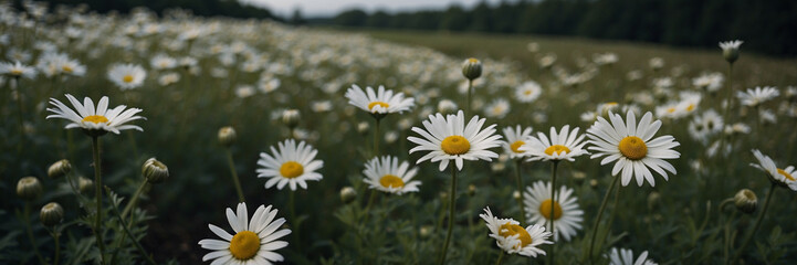 Fototapeta premium Field of White Daisies