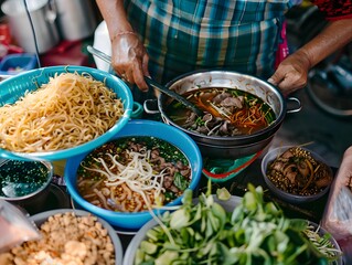 Thai boat noodles rich broth
